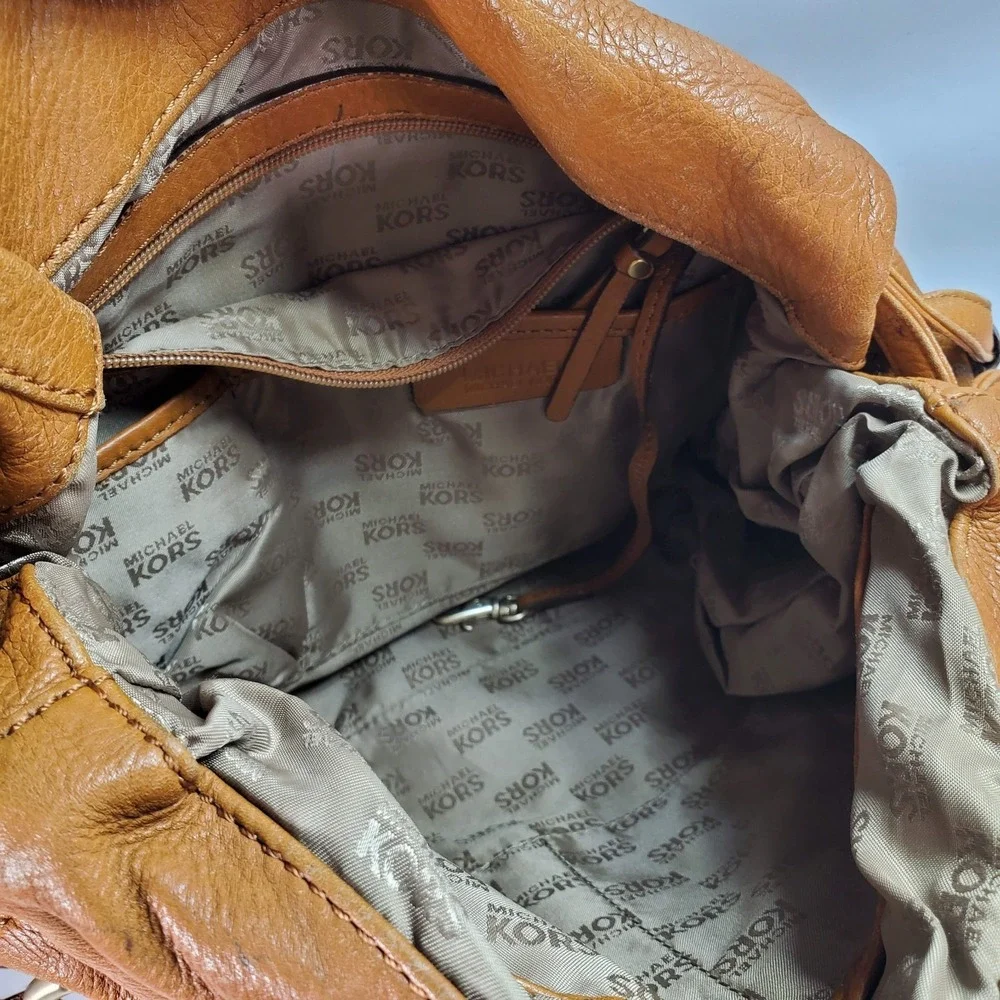 Michael Kors Rust Brown Multi Pocket Pebbled Leather Shoulder‎ Bag Y2K Hobo